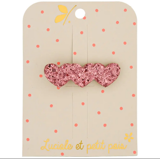 Fermaglio cuori glitter