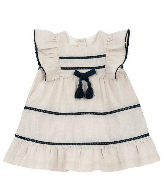 CHICCO - Abito in cotone con profili blu